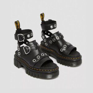 Dr. Martens Black Leather Sandals Ricki Hardware Sz 7